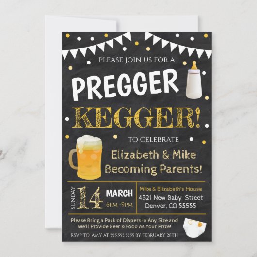 Pregger Kegger Baby shower Invitation Kaart (Voorkant)