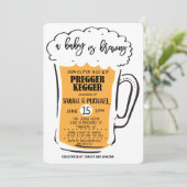 Pregger Kegger Beer Baby shower Invitation Kaart (Staand voorkant)