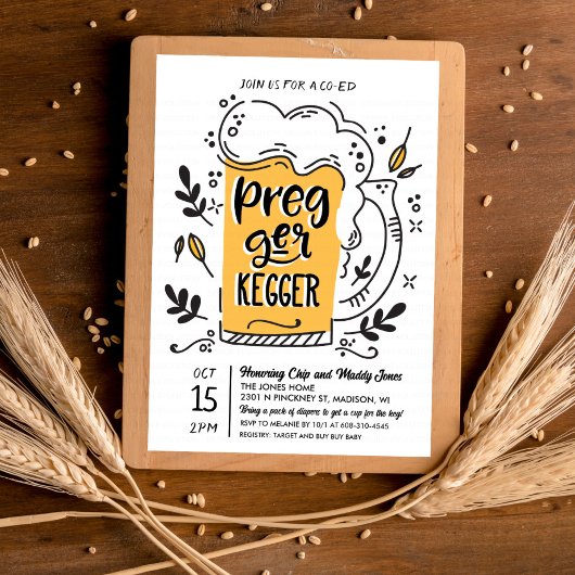 Pregger Kegger Beer Baby shower Invitation Kaart