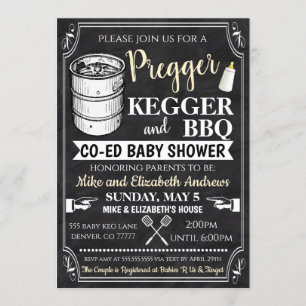 Pregger Kegger en BBQ Baby shower Invitation Kaart
