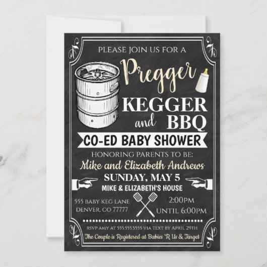 Pregger Kegger en BBQ Baby shower Uitnodiging (Voorkant)