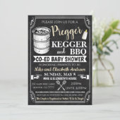 Pregger Kegger en BBQ Baby shower Uitnodiging (Staand voorkant)