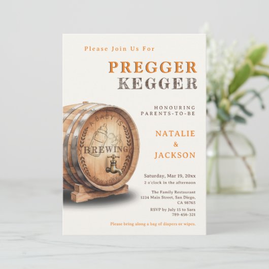 Pregger Kegger Genderneutraal Coed Baby shower Kaart (Staand voorkant)