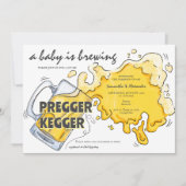 Pregger Kegger Waterverf Beer Co-ED Baby shower Kaart (Voorkant)