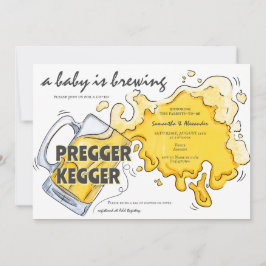 Pregger Kegger Waterverf Beer Co-ED Baby shower Kaart