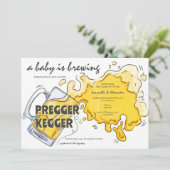 Pregger Kegger Waterverf Beer Co-ED Baby shower Kaart (Staand voorkant)