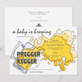 Pregger Kegger Waterverf Beer Co-ED Baby shower Kaart (Voorkant / Achterkant)