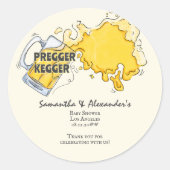 Pregger Kegger Waterverf Beer Co-ED Baby shower Ronde Sticker (Voorkant)