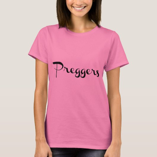 Preggers Script Black Funny T-shirt (Voorkant)