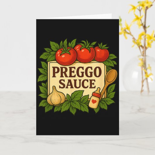 Preggo Sauce Costume Funny Pregnancy Announcement  Kaart (Gele Bloem)