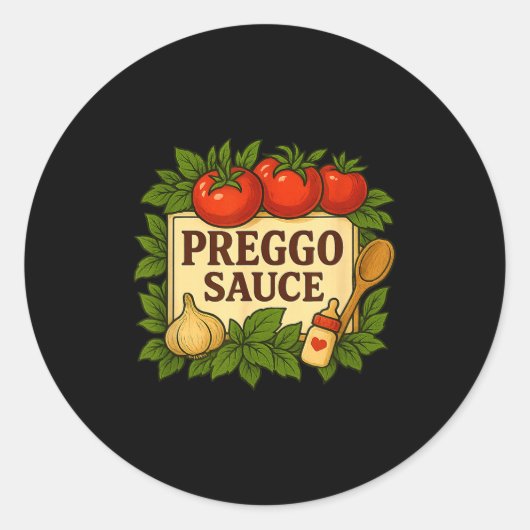 Preggo Sauce Costume Funny Pregnancy Announcement Ronde Sticker (Voorkant)