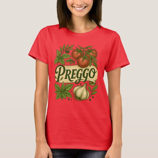 Preggo Sauce Costume Pregnancy Announcement T-shirt (Voorkant)