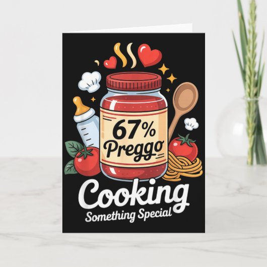 Preggo Sauce Pasta Pregnancy Announcement Funny 67 Kaart (Voorkant)