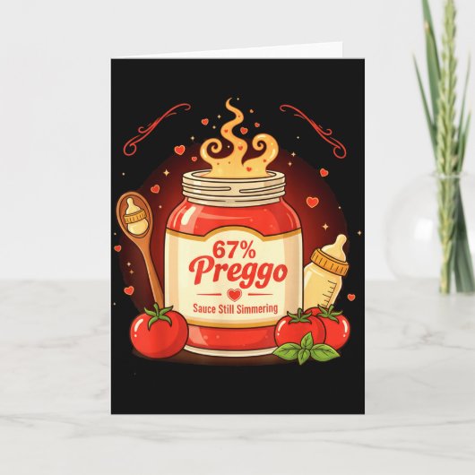 Preggo Sauce Pasta Pregnancy Announcement Funny 67 Kaart (Voorkant)