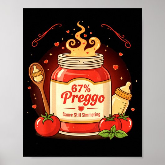 Preggo Sauce Pasta Pregnancy Announcement Funny 67 Poster (Voorkant)