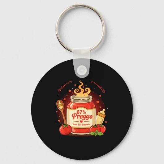 Preggo Sauce Pasta Pregnancy Announcement Funny 67 Sleutelhanger (Voorkant)