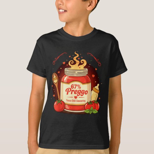 Preggo Sauce Pasta Pregnancy Announcement Funny 67 T-shirt (Voorkant)