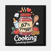 Preggo Saus Pasta Zwangerschapsaankondiging Grappi Magneet (Voorkant)