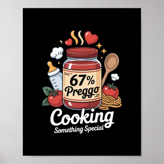 Preggo Saus Pasta Zwangerschapsaankondiging Grappi Poster (Voorkant)