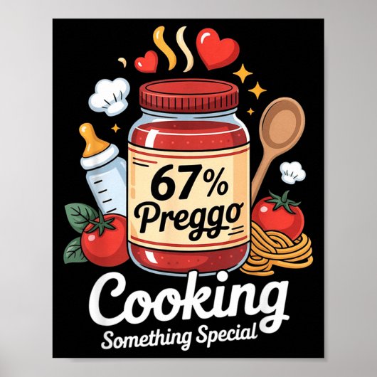 Preggo Saus Pasta Zwangerschapsaankondiging Grappi Poster (Voorkant)
