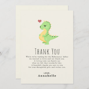Preggosaurus Cute Dinosaur Baby shower Bedankkaart