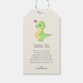Preggosaurus Cute Dinosaur Baby shower Dank u wel Cadeaulabel