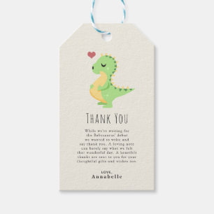 Preggosaurus Cute Dinosaur Baby shower Dank u wel Cadeaulabel