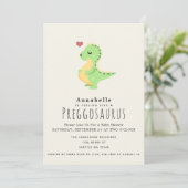 Preggosaurus Cute Dinosaur Baby shower Kaart (Staand voorkant)