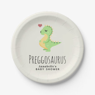 Preggosaurus Cute Dinosaur Baby shower Papieren Bordje