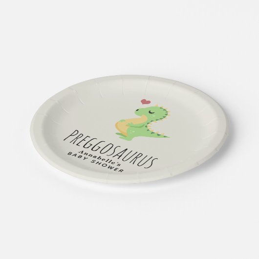 Preggosaurus Cute Dinosaur Baby shower Papieren Bordje (Gekanteld)