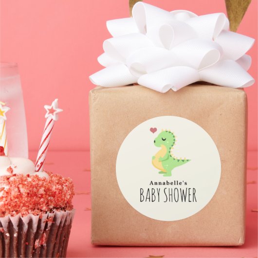 Preggosaurus Cute Dinosaur Baby shower Sticker (Feest)