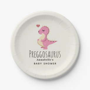 Preggosaurus Cute Dinosaur Girl Baby shower Papieren Bordje