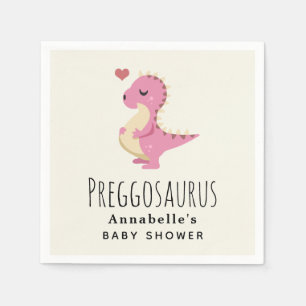 Preggosaurus Cute Dinosaur Girl Baby shower Servet