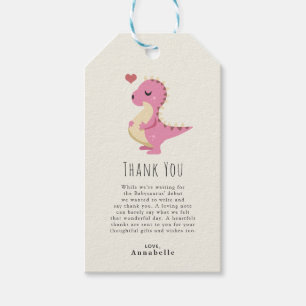 Preggosaurus Dinosaur Meisje Baby Shower Bedankt Cadeaulabel