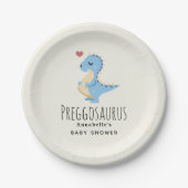 Preggosaurus Schattige Dinosaur Boy Baby shower Papieren Bordje (Voorkant)
