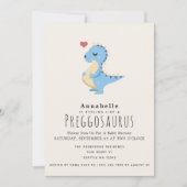 Preggosaurus Schattige Funny Dinosaur Baby Boy Sho Kaart (Voorkant)