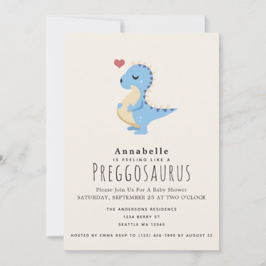 Preggosaurus Schattige Funny Dinosaur Baby Boy Sho Kaart (Voorkant)