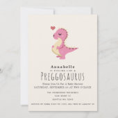 Preggosaurus Schattige Funny Dinosaur Baby Girl Sh Kaart (Voorkant)