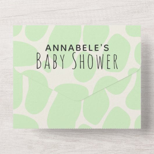 Preggosaurus Schattige Funny Dinosaur Baby shower All In One Uitnodiging (Achterkant)