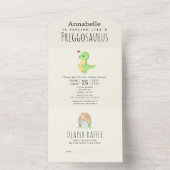 Preggosaurus Schattige Funny Dinosaur Baby shower All In One Uitnodiging (Binnen)