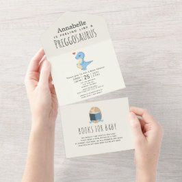 Preggosaurus Schattige Funny Dinosaur Boy Baby sho All In One Uitnodiging