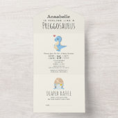 Preggosaurus Schattige Funny Dinosaur Boy Baby sho All In One Uitnodiging (Binnen)