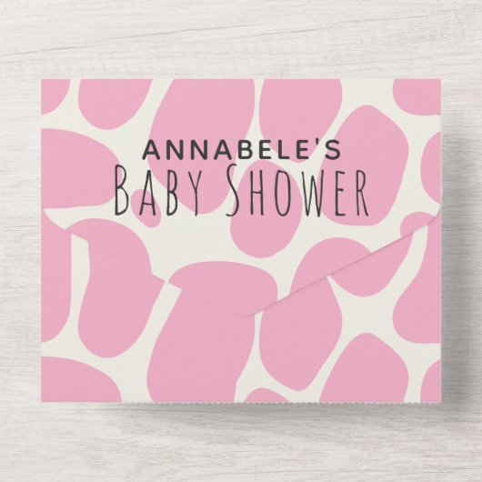 Preggosaurus Schattige Funny Dinosaur Girl Baby sh All In One Uitnodiging (Achterkant)