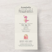 Preggosaurus Schattige Funny Dinosaur Girl Baby sh All In One Uitnodiging (Binnen)
