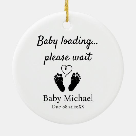 Pregnancy Announcement Baby Loading Please Wait  Keramisch Ornament (Achterkant)