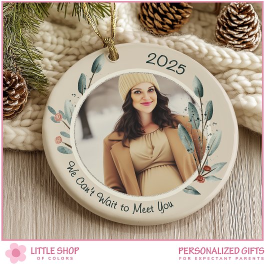 Pregnancy Announcement Baby on the Way Photo Keramisch Ornament