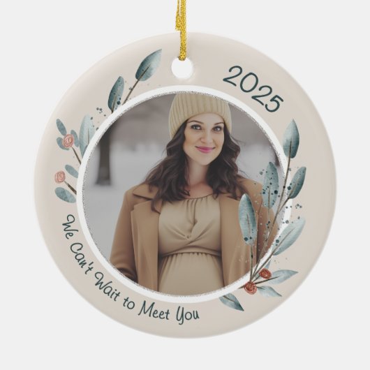 Pregnancy Announcement Baby on the Way Photo Keramisch Ornament (Achterkant)