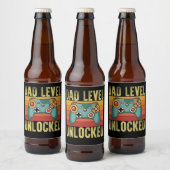 Pregnancy Announcement Dad Level Unlocked New Dad Bier Etiket (Flessen)