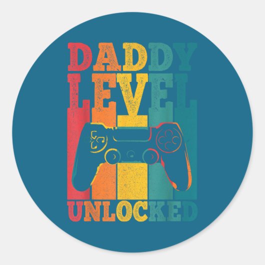 Pregnancy Announcement Dad Level Unlocked New Dadd Ronde Sticker (Voorkant)