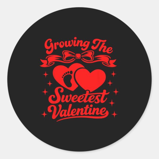 Pregnancy Announcement Growing The Sweetest Valent Ronde Sticker (Voorkant)
